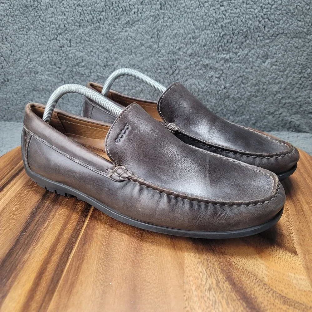 Ecco Loafers‎ Shoes Brown Leather Mens Size 10.5 / EU 44 Slip On Moccasins Dress